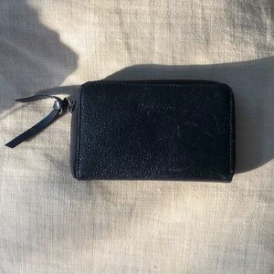 Napapijri Italian black leather wallet 6” x 4”